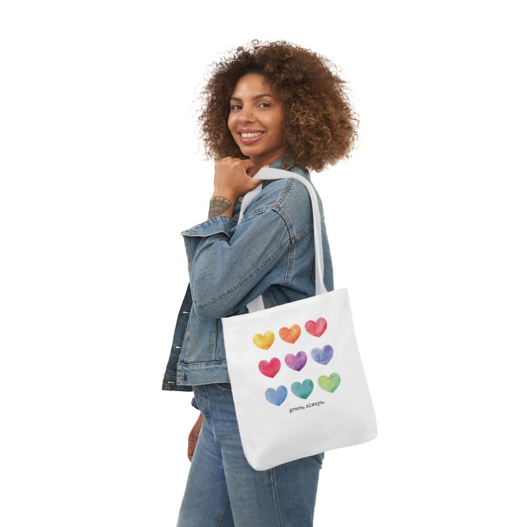 watercolor hearts grace, always. tote bag - Image 20