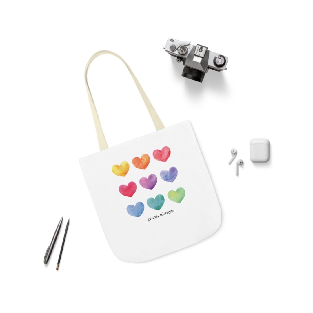 watercolor hearts grace, always. tote bag - Image 7