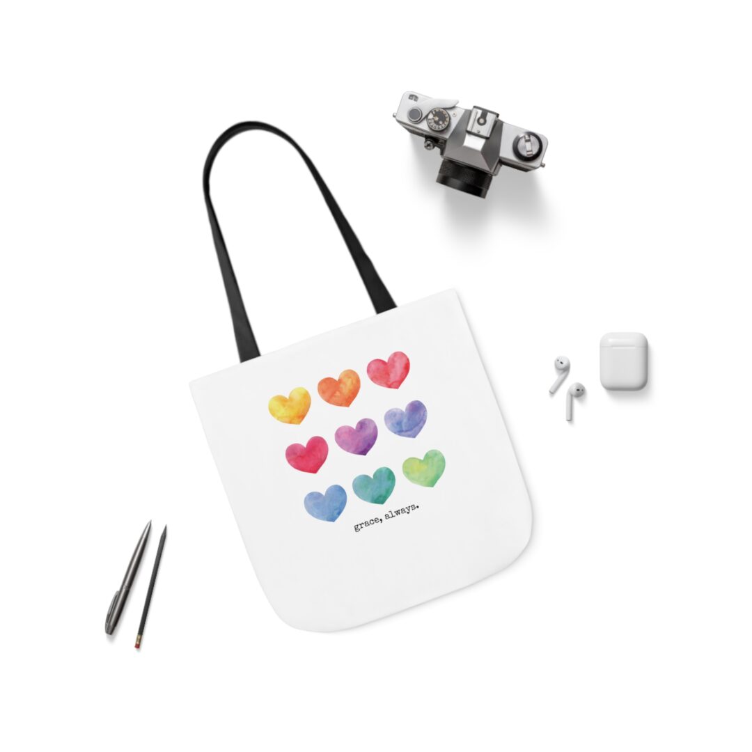 watercolor hearts grace, always. tote bag - Image 11