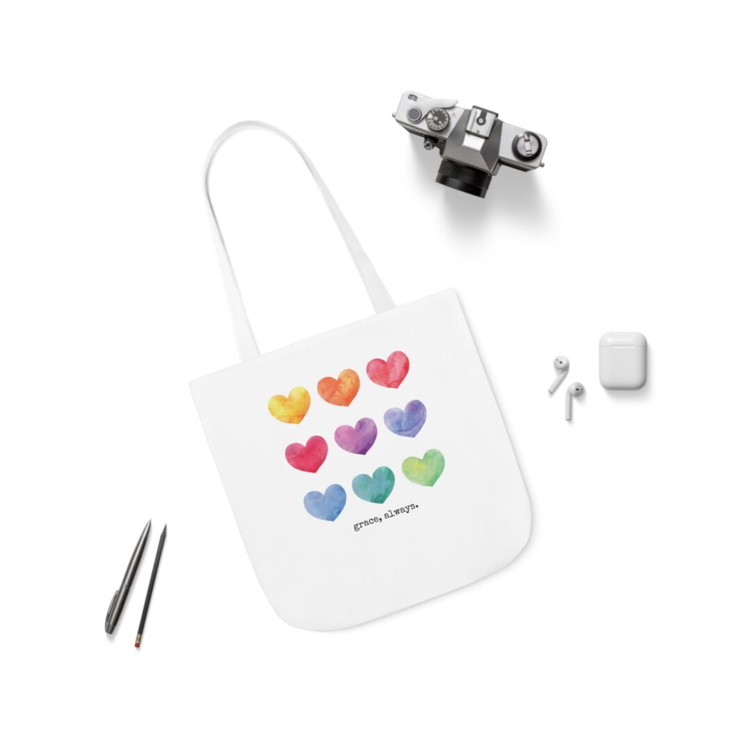 watercolor hearts grace, always. tote bag - Image 19