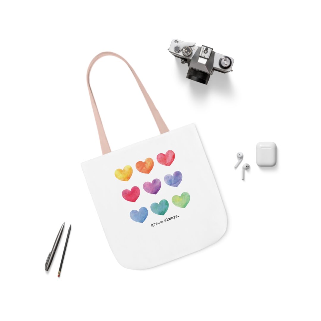 watercolor hearts grace, always. tote bag - Image 3