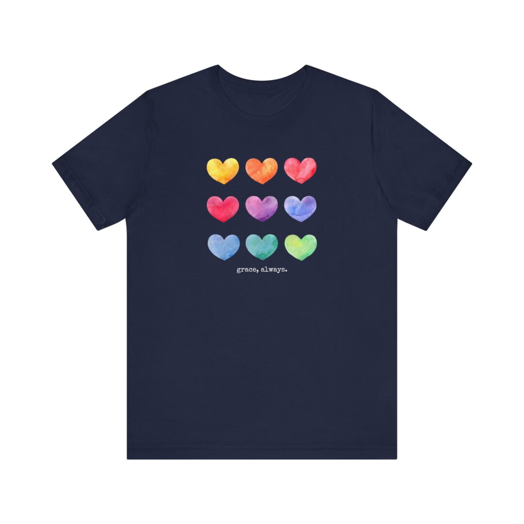 watercolor hearts grace, always. tee - Image 5