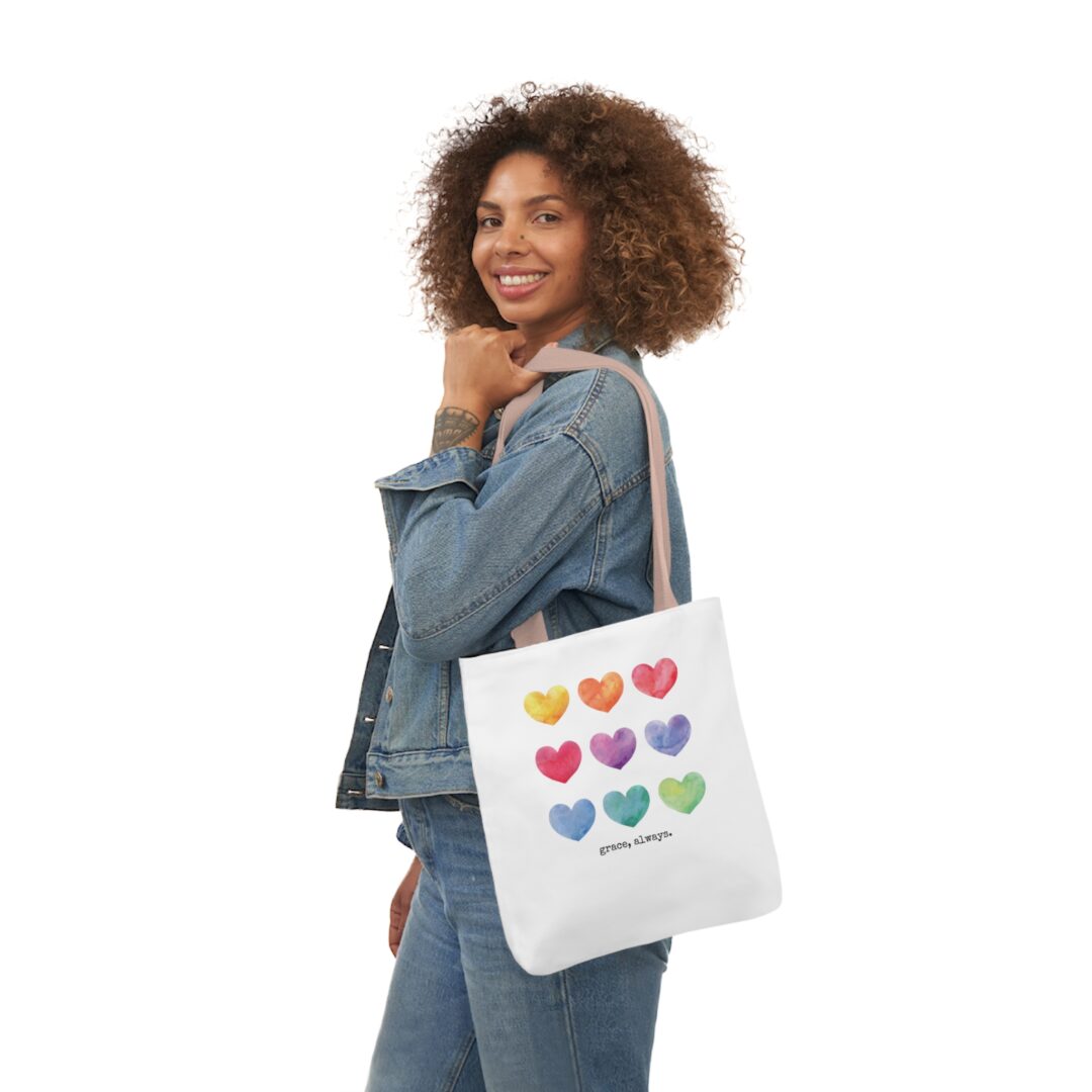 watercolor hearts grace, always. tote bag - Image 4