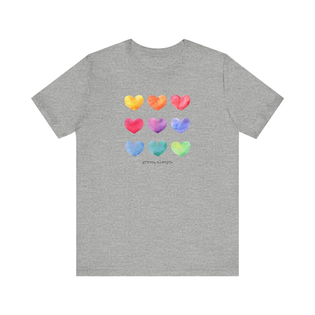 watercolor hearts grace, always. tee - Image 4