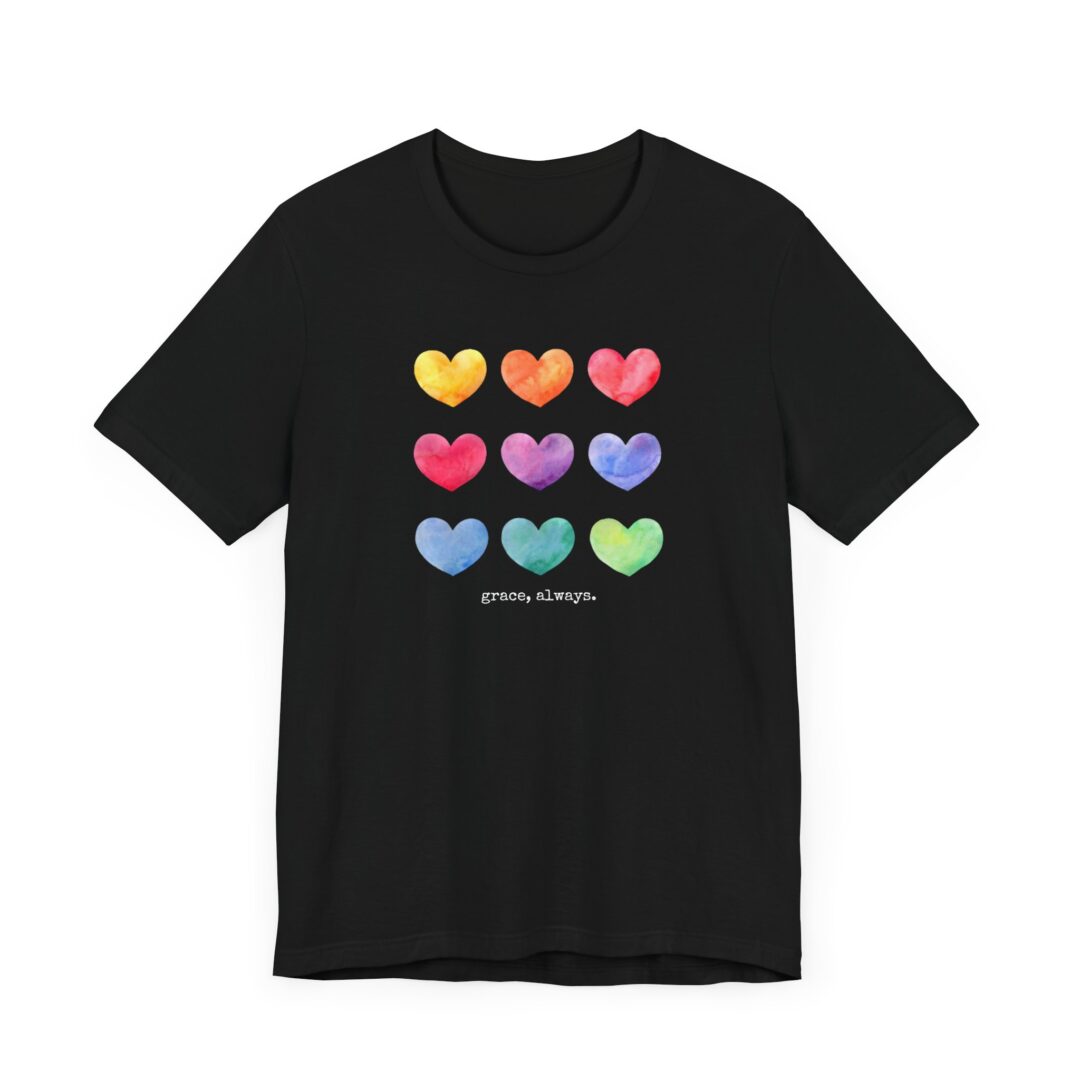 watercolor hearts grace, always. tee - Image 3