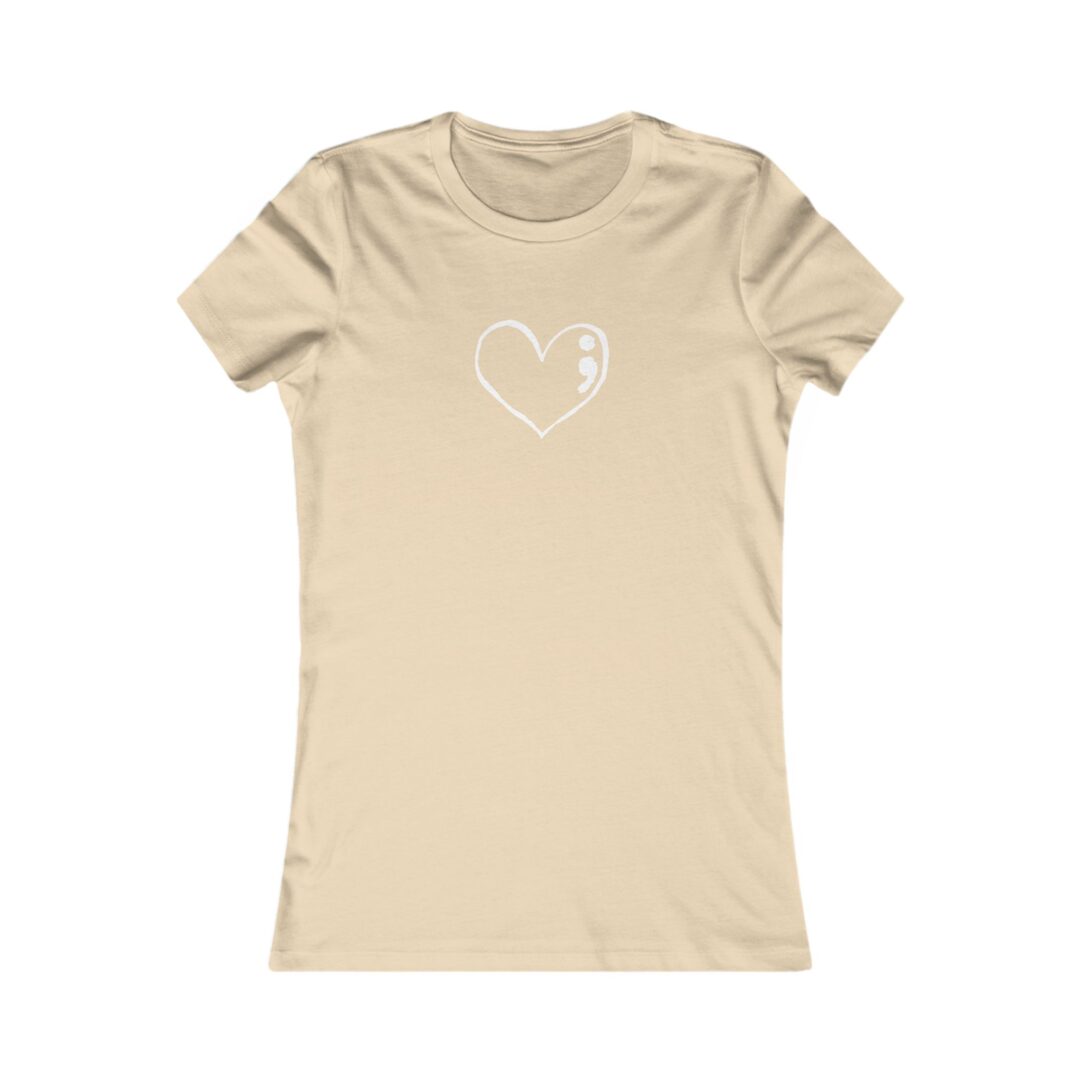 semicolon heart women's favorite tee - Image 3