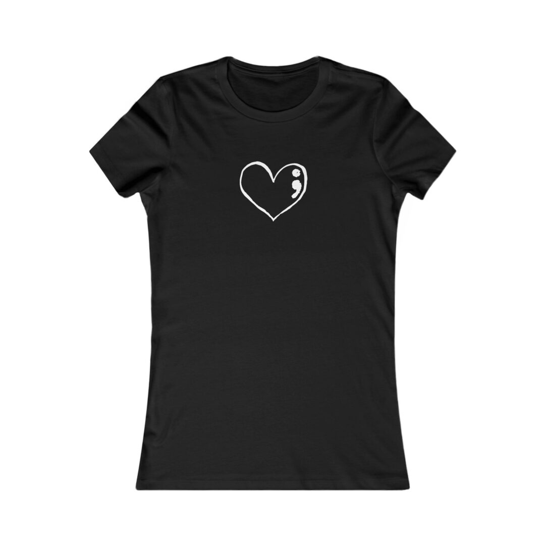 semicolon heart women's favorite tee