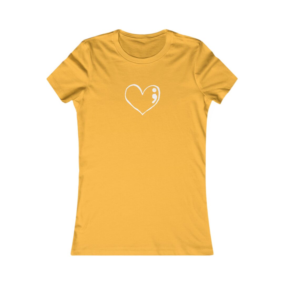 semicolon heart women's favorite tee - Image 5