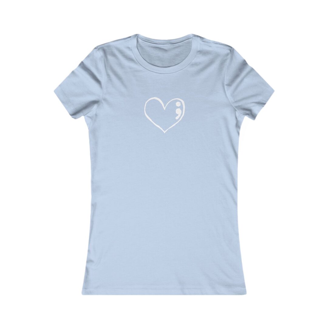 semicolon heart women's favorite tee - Image 7