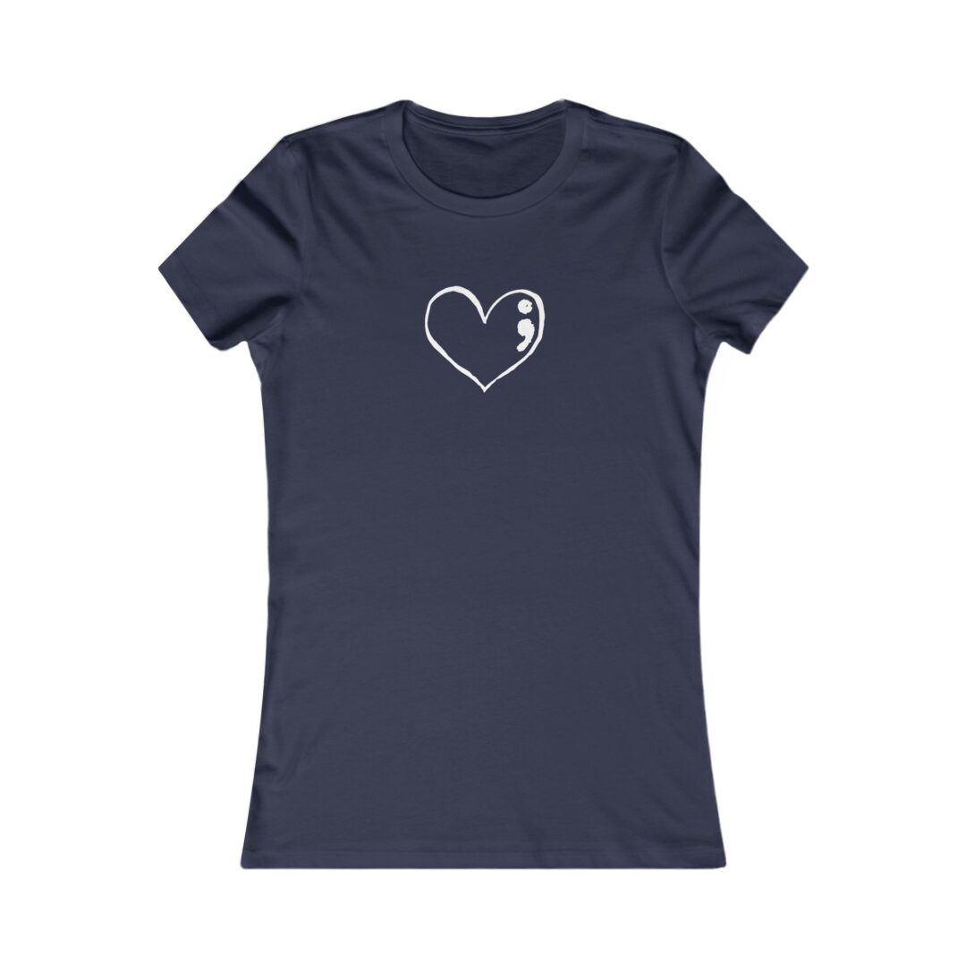 semicolon heart women's favorite tee - Image 9