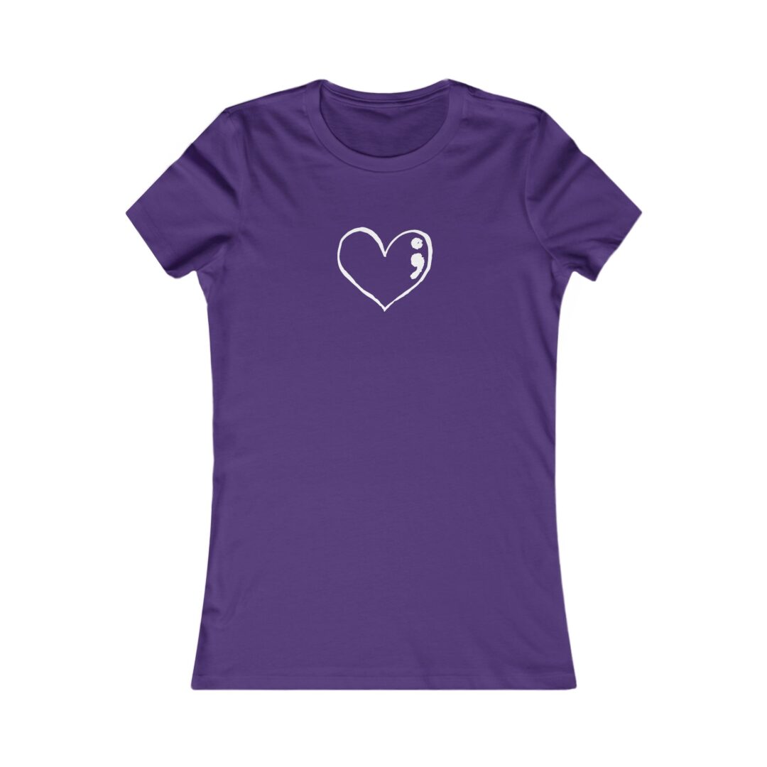 semicolon heart women's favorite tee - Image 11