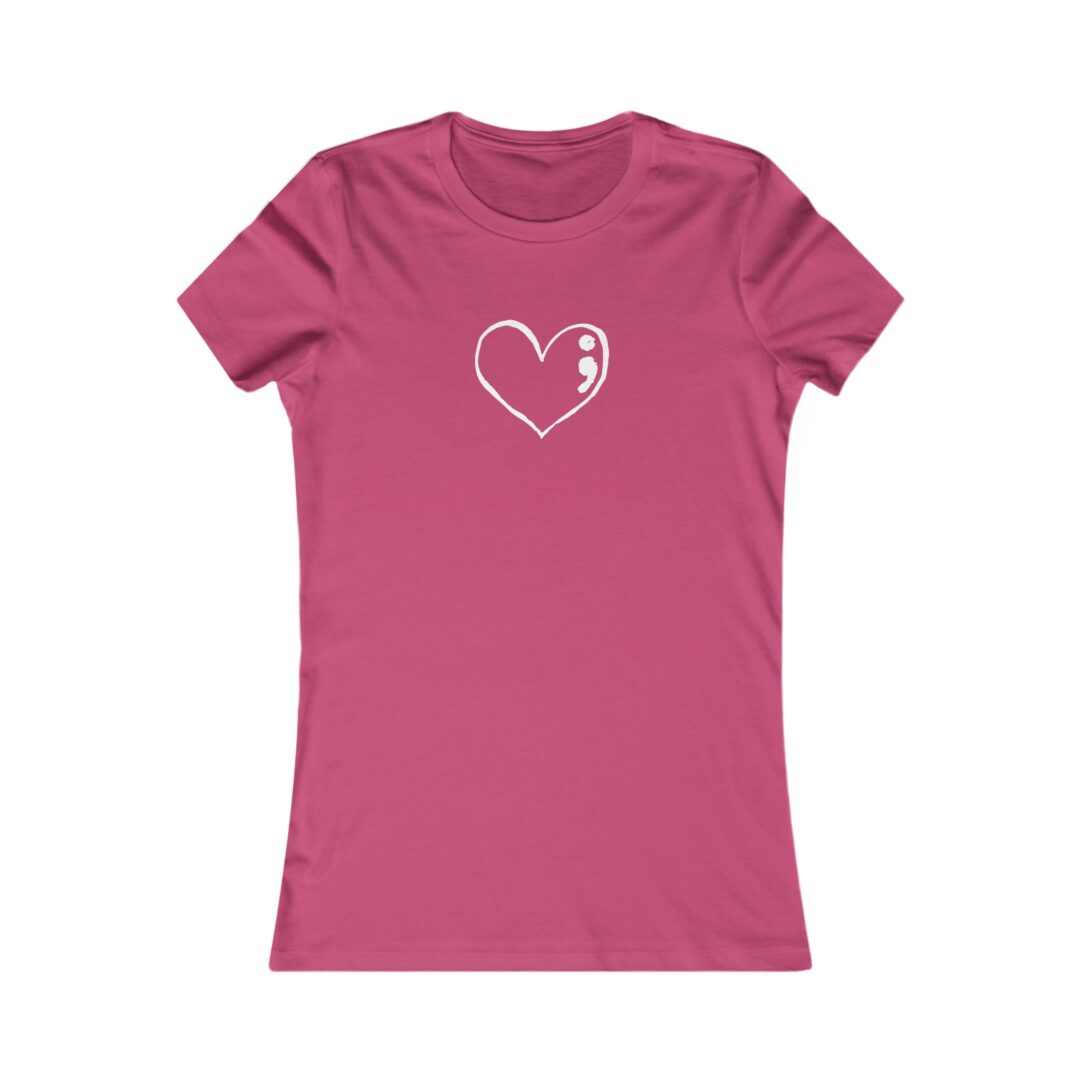 semicolon heart women's favorite tee - Image 13